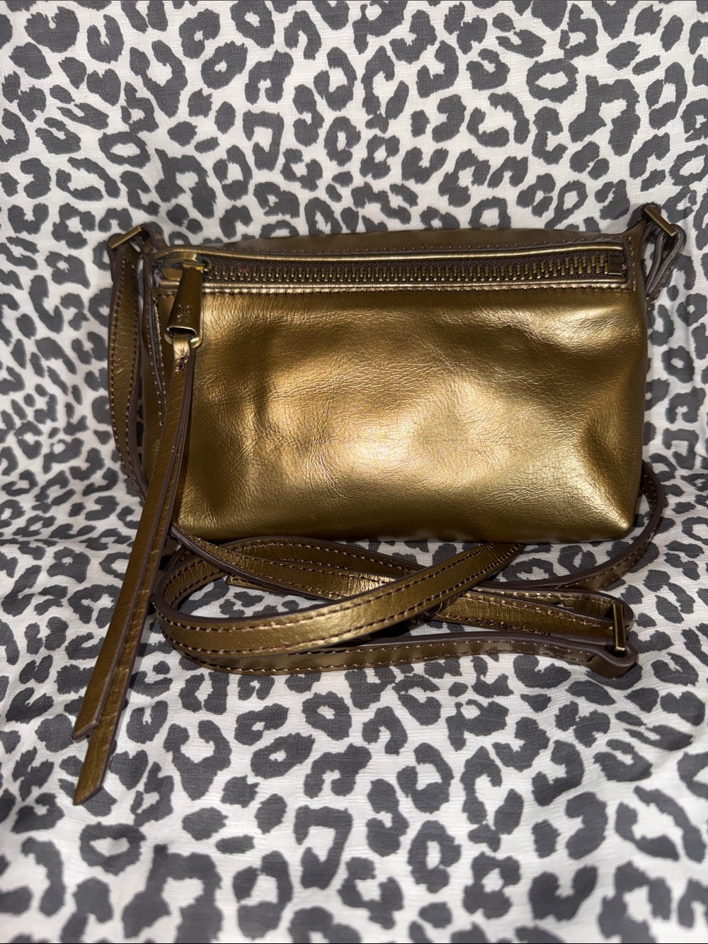 HOBO Metallic Bronze Crossbody Pouch